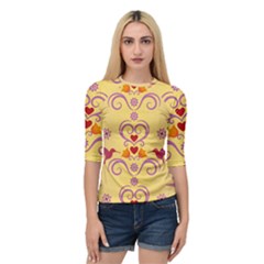 Pattern Bird Flower Quarter Sleeve Raglan Tee