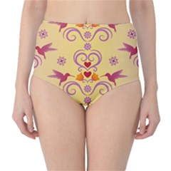 Pattern Bird Flower Classic High-waist Bikini Bottoms by HermanTelo