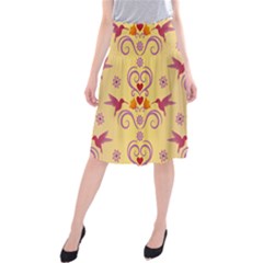 Pattern Bird Flower Midi Beach Skirt