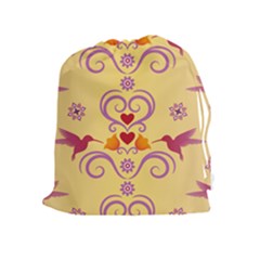 Pattern Bird Flower Drawstring Pouch (xl)