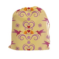 Pattern Bird Flower Drawstring Pouch (xxl)