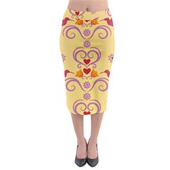 Pattern Bird Flower Midi Pencil Skirt by HermanTelo