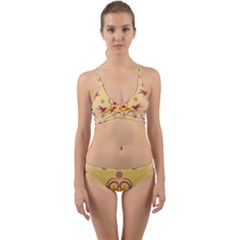 Pattern Bird Flower Wrap Around Bikini Set by HermanTelo