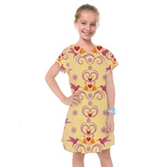 Pattern Bird Flower Kids  Drop Waist Dress by HermanTelo