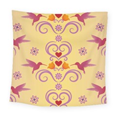 Pattern Bird Flower Square Tapestry (large)