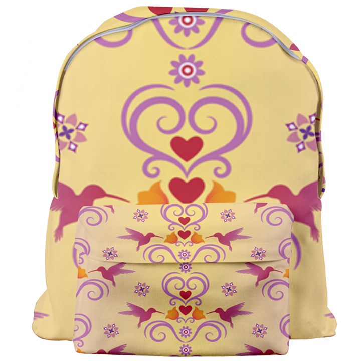 Pattern Bird Flower Giant Full Print Backpack