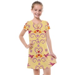 Pattern Bird Flower Kids  Cross Web Dress