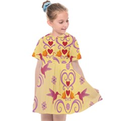 Pattern Bird Flower Kids  Sailor Dress