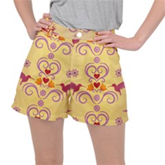 Pattern Bird Flower Ripstop Shorts