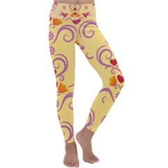 Pattern Bird Flower Kids  Lightweight Velour Classic Yoga Leggings