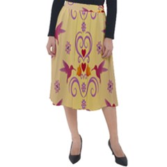 Pattern Bird Flower Classic Velour Midi Skirt  by HermanTelo