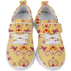 Pattern Bird Flower Kids  Velcro Strap Shoes