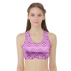 Paulownia Flowers Japanese Style Sports Bra With Border