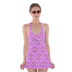 Paulownia Flowers Japanese Style Halter Dress Swimsuit 