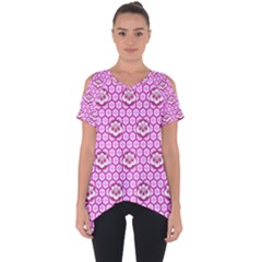 Paulownia Flowers Japanese Style Cut Out Side Drop Tee