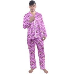 Paulownia Flowers Japanese Style Men s Satin Pajamas Long Pants Set