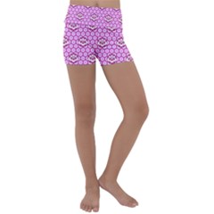 Paulownia Flowers Japanese Style Kids  Lightweight Velour Yoga Shorts by HermanTelo