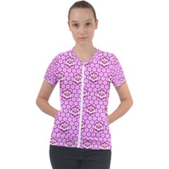 Paulownia Flowers Japanese Style Short Sleeve Zip Up Jacket