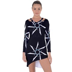 Star Sky Design Decor Asymmetric Cut-out Shift Dress