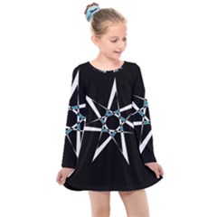 Star Sky Design Decor Kids  Long Sleeve Dress