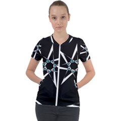 Star Sky Design Decor Short Sleeve Zip Up Jacket