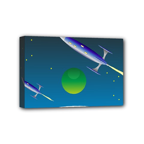 Rocket Spaceship Space Mini Canvas 6  X 4  (stretched) by HermanTelo