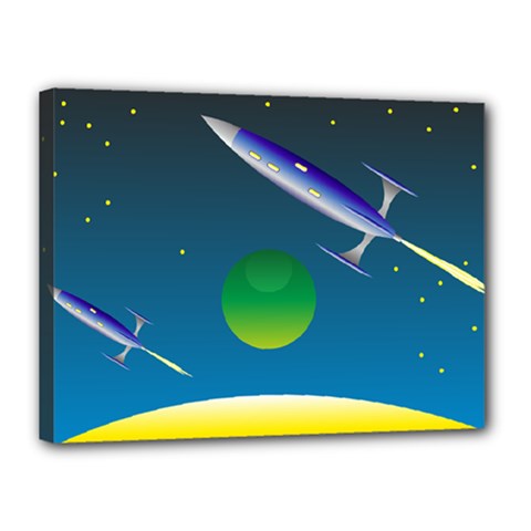 Rocket Spaceship Space Canvas 16  X 12  (stretched) by HermanTelo