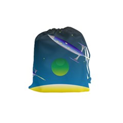 Rocket Spaceship Space Drawstring Pouch (medium) by HermanTelo