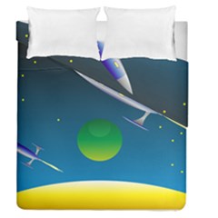 Rocket Spaceship Space Duvet Cover Double Side (queen Size)