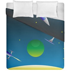 Rocket Spaceship Space Duvet Cover Double Side (california King Size)