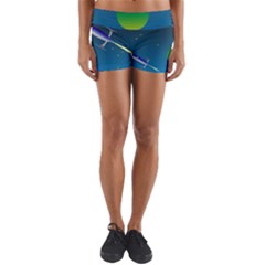 Rocket Spaceship Space Yoga Shorts