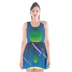 Rocket Spaceship Space Scoop Neck Skater Dress