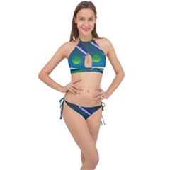 Rocket Spaceship Space Cross Front Halter Bikini Set