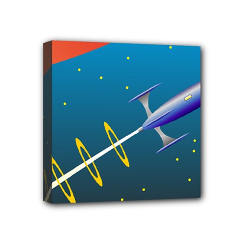 Rocket Spaceship Space Galaxy Mini Canvas 4  X 4  (stretched) by HermanTelo