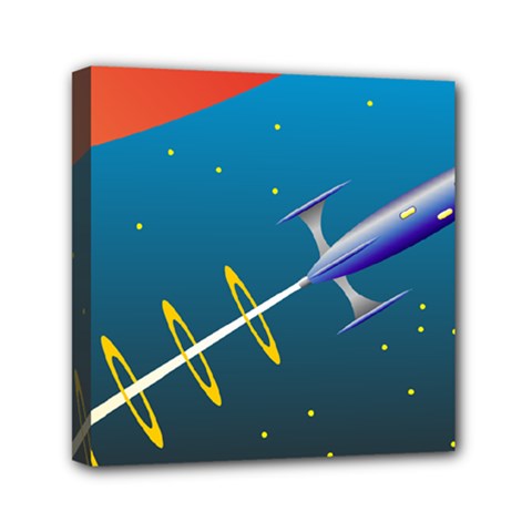 Rocket Spaceship Space Galaxy Mini Canvas 6  X 6  (stretched) by HermanTelo