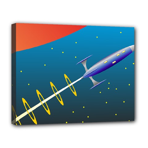 Rocket Spaceship Space Galaxy Canvas 14  X 11  (stretched) by HermanTelo