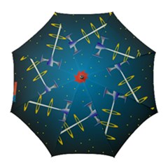 Rocket Spaceship Space Galaxy Golf Umbrellas by HermanTelo