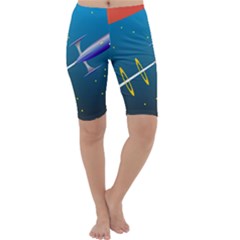 Rocket Spaceship Space Galaxy Cropped Leggings  by HermanTelo