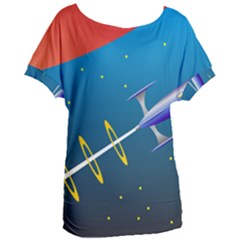 Rocket Spaceship Space Galaxy Women s Oversized Tee