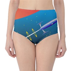 Rocket Spaceship Space Galaxy Classic High-waist Bikini Bottoms