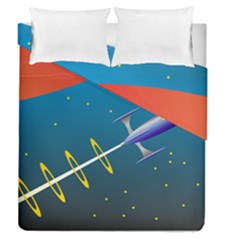 Rocket Spaceship Space Galaxy Duvet Cover Double Side (queen Size)