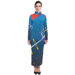 Rocket Spaceship Space Galaxy Turtleneck Maxi Dress by HermanTelo