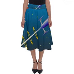 Rocket Spaceship Space Galaxy Perfect Length Midi Skirt by HermanTelo