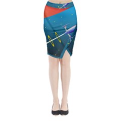 Rocket Spaceship Space Galaxy Midi Wrap Pencil Skirt by HermanTelo