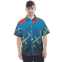 Rocket Spaceship Space Galaxy Men s Short Sleeve Shirt