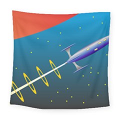 Rocket Spaceship Space Galaxy Square Tapestry (large)