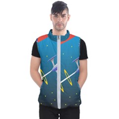 Rocket Spaceship Space Galaxy Men s Puffer Vest