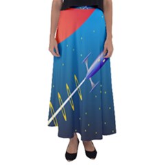 Rocket Spaceship Space Galaxy Flared Maxi Skirt by HermanTelo