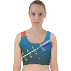 Rocket Spaceship Space Galaxy Velvet Racer Back Crop Top