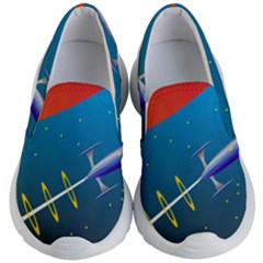 Rocket Spaceship Space Galaxy Kids  Lightweight Slip Ons